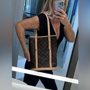 Louis Vuitton Brown Monogram Canvas Bucket Tote with Vachetta Trim